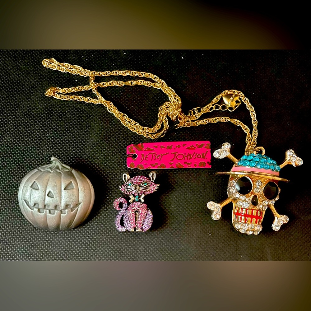 Betsey Johnson Bundle deals!!
Two brooches and One blinged out skull necklace